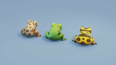 Cartoon Frog Animated 3D Models 