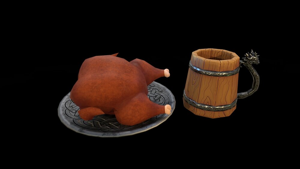 Stylized Tavern Fantasy Medieval Interior Hand-Painted Low Poly Props 