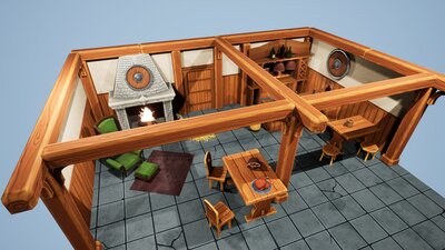 Stylized Tavern Fantasy Medieval Interior Hand-Painted Low Poly Props 