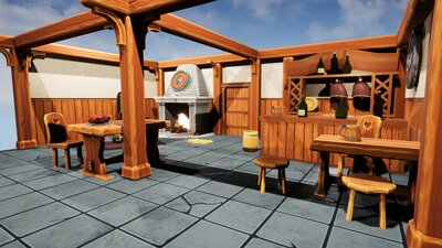 Stylized Tavern Fantasy Medieval Interior Hand-Painted Low Poly Props 