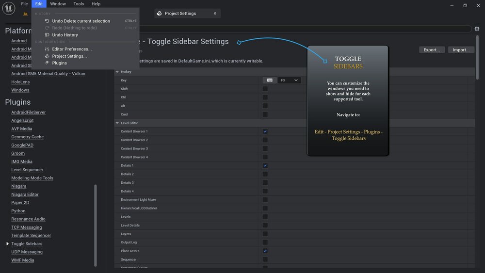 Toggle Sidebars 