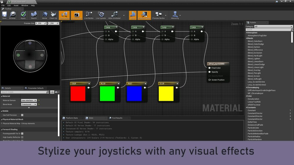 Advanced virtual joystick widget 