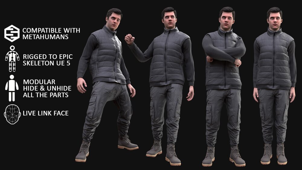 Man - Autumn Outfit 11 - Modular - Rigged 