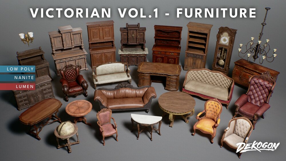 Victorian VOL.1 - Furniture (Nanite and Low Poly) 