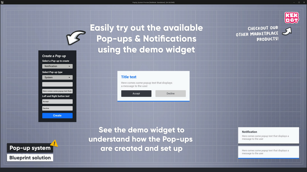 Pop-up & Notification System - By Kekdot 