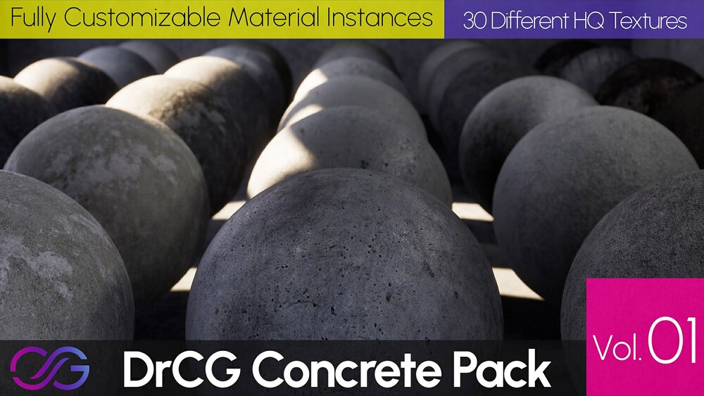 30 Concrete Materials (Tileable Texture, Arch Viz & Game Ready) Vol 01 - DrCG 