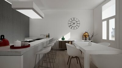 Modern Living Room and Kitchen 