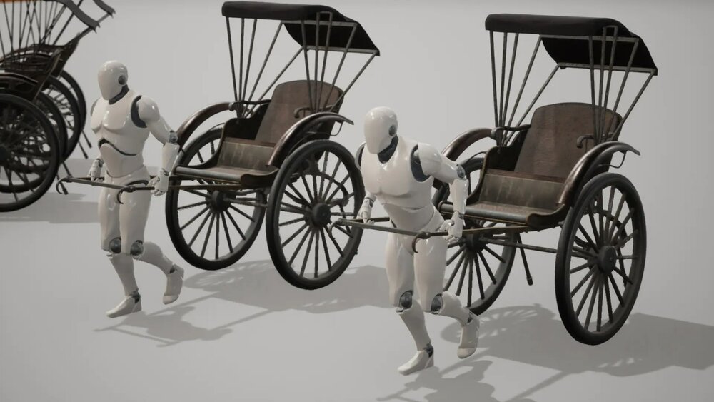 Human Wagon Rickshaw With Animations 