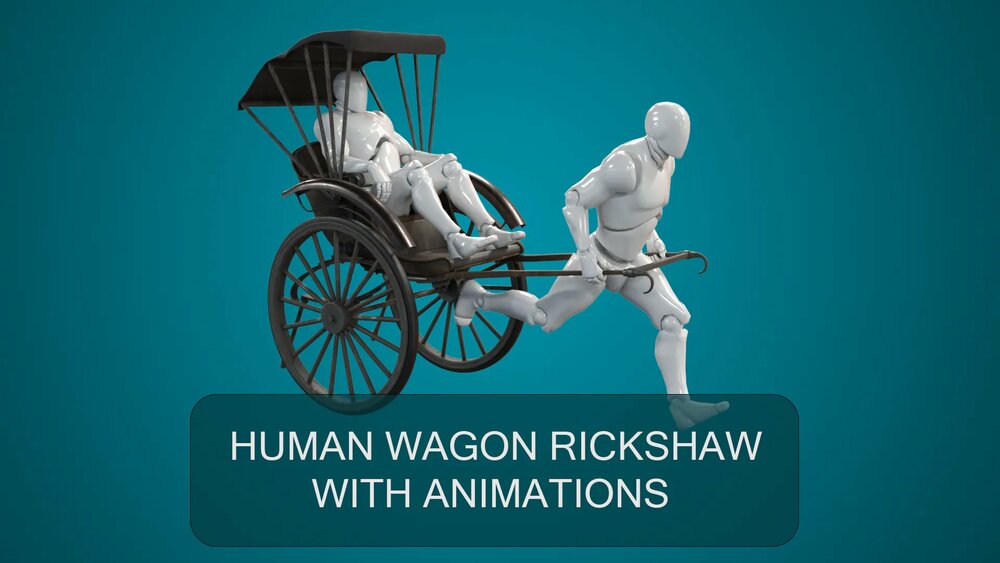 Human Wagon Rickshaw With Animations 