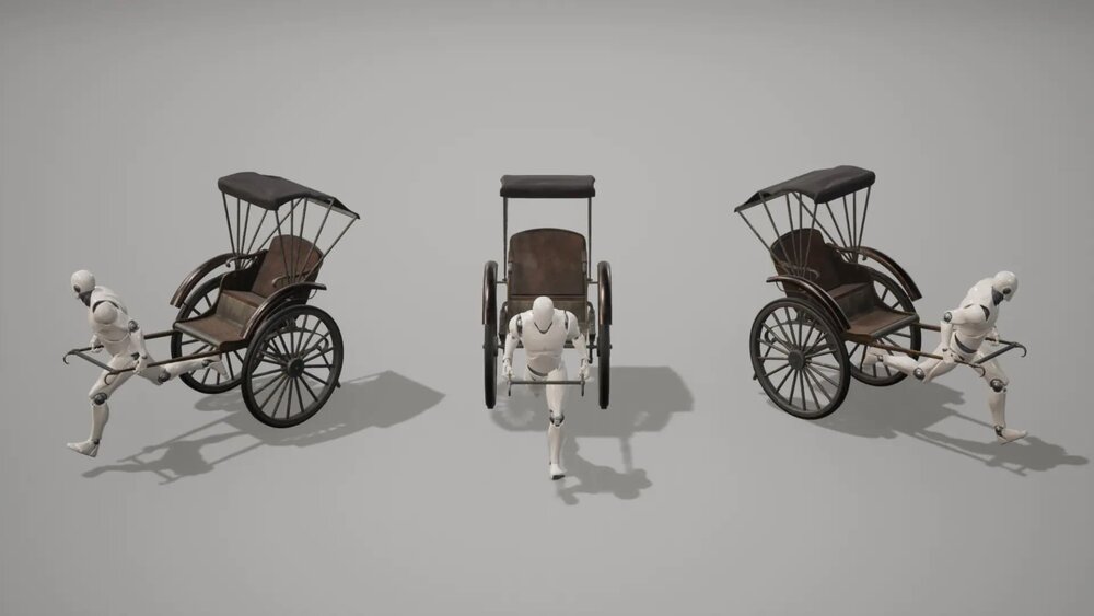 Human Wagon Rickshaw With Animations 