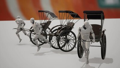 Human Wagon Rickshaw With Animations 