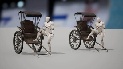 Human Wagon Rickshaw With Animations 