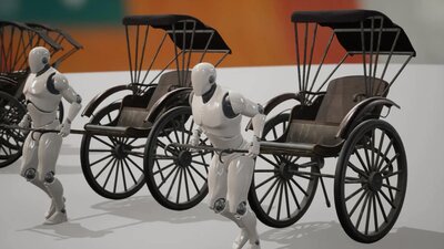 Human Wagon Rickshaw With Animations 