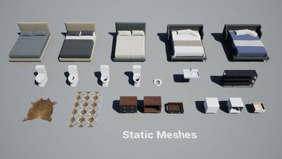 Arch Viz VOL.1 - Bedroom and Bathroom Furniture 