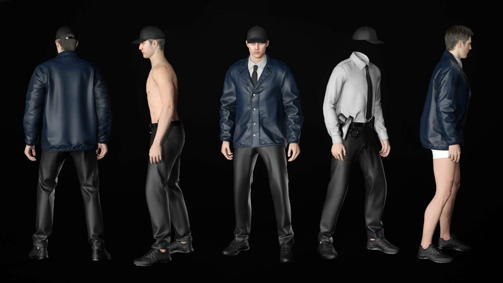 Man - Agent Outfit - Modular - Rigged 