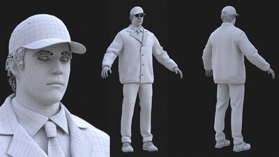 Man - Agent Outfit - Modular - Rigged 