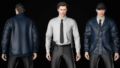 Man - Agent Outfit - Modular - Rigged 