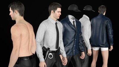 Man - Agent Outfit - Modular - Rigged 