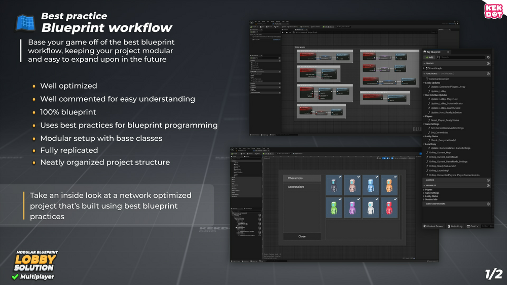 Multiplayer Blueprint Lobby Solution - Template - By Kekdot 