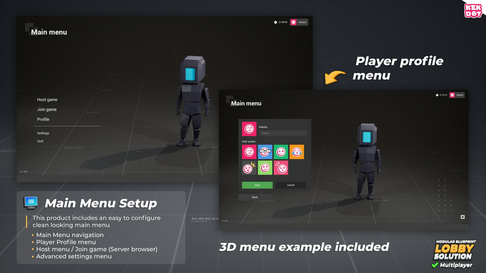 Multiplayer Blueprint Lobby Solution - Template - By Kekdot 