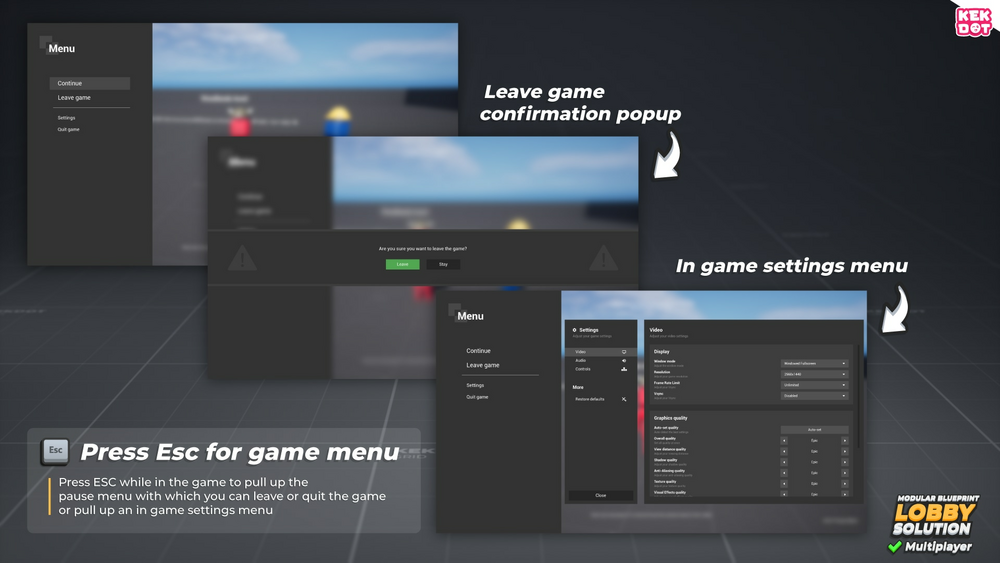 Multiplayer Blueprint Lobby Solution - Template - By Kekdot 