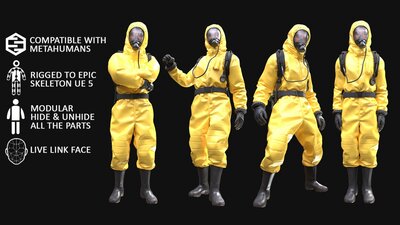 Man - Protective Suit - Modular - Rigged