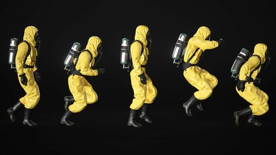 Man - Protective Suit - Modular - Rigged 