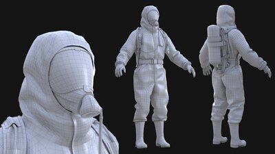 Man - Protective Suit - Modular - Rigged 