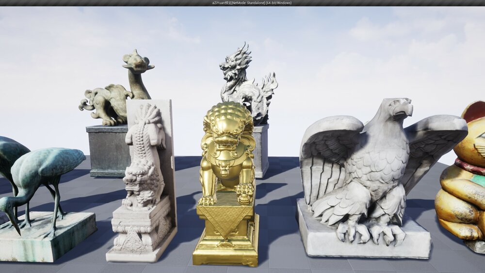 Chinese style of Architectural Decoration Realistic Scans of Animal Statues 