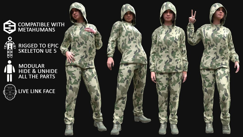 Woman - Military Uniform 3 - Modular - Rigged 