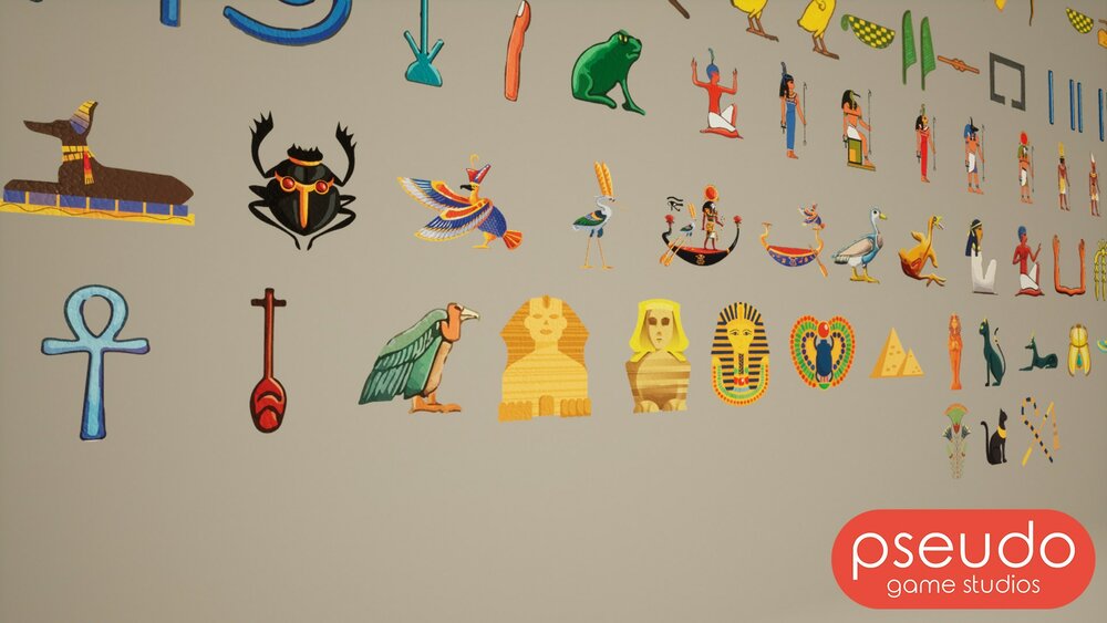 Egyptian Hieroglyphic Alphabet and Symbols Decals 