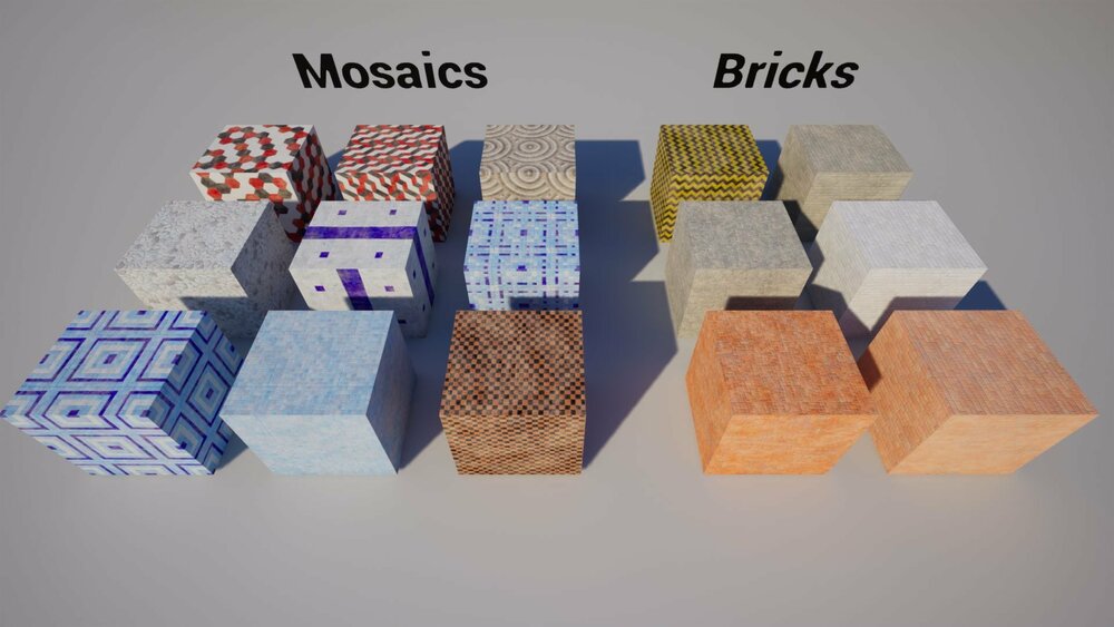 8k Realistic Textures Pack: Bricks, Mosaics - 15 materials 