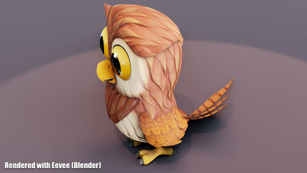 Cartoon Owl Animated 3D Model 