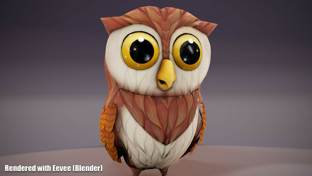 Cartoon Owl Animated 3D Model 