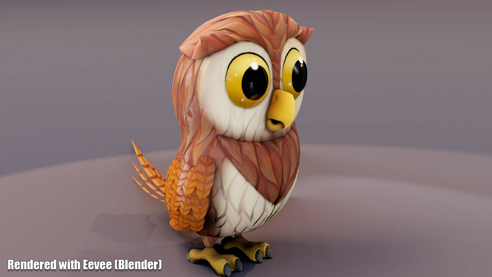 Cartoon Owl Animated 3D Model 