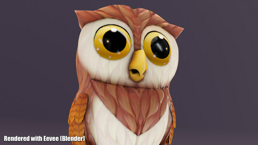 Cartoon Owl Animated 3D Model 