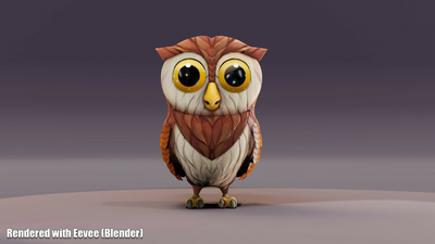 Cartoon Owl Animated 3D Model 