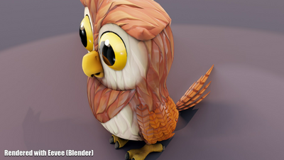 Cartoon Owl Animated 3D Model 