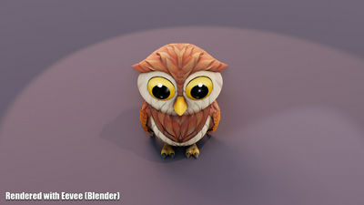 Cartoon Owl Animated 3D Model 