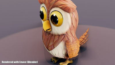 Cartoon Owl Animated 3D Model 