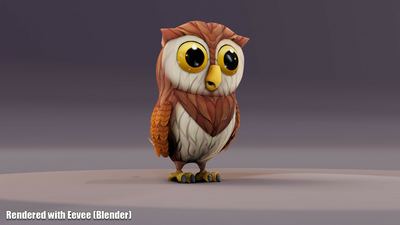 Cartoon Owl Animated 3D Model 