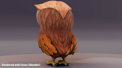 Cartoon Owl Animated 3D Model 