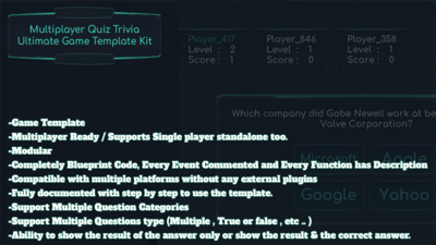 Multiplayer Quiz Trivia Ultimate Game Template Kit 