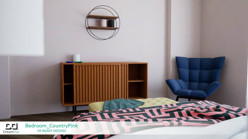 ArchViz Furniture - Bedroom. Country Pink design. 