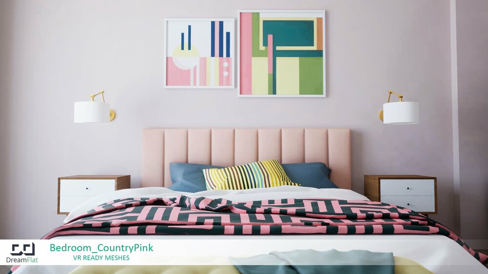 ArchViz Furniture - Bedroom. Country Pink design. 