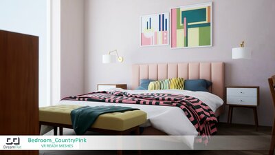 ArchViz Furniture - Bedroom. Country Pink design. 