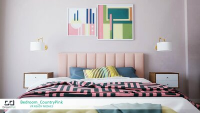 ArchViz Furniture - Bedroom. Country Pink design. 