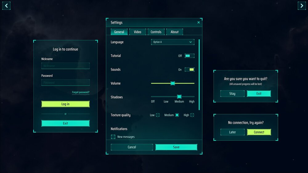 Sci-Fi Space full GUI / UI Kit - over 700 PNG + psd, ai sources 