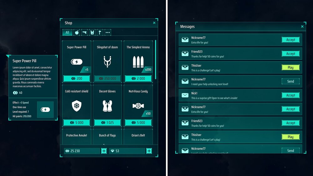 Sci-Fi Space full GUI / UI Kit - over 700 PNG + psd, ai sources 