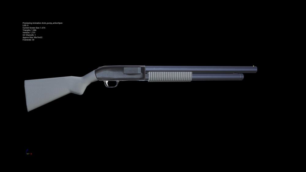 Low Poly Animated 12ga. Pump Action Shotgun 